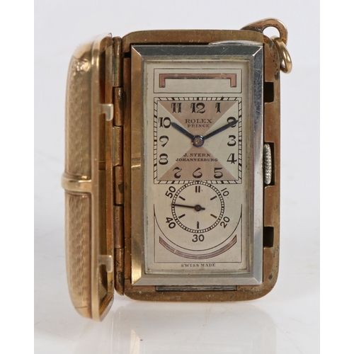 181 - An unusual Rolex Prince 9 carat gold fob watch retailed by J. Stein Johannesburg, movement no. 764XX... 