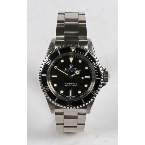 185 - A Rolex Oyster Perpetual Submariner 660ft/200m gentleman's stainless wristwatch, model ref. 5513, ca... 