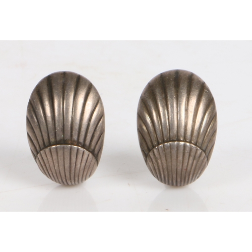 47 - A pair of Georg Jensen sterling silver shell pattern earrings, designed by Arlo Malinowski, design n... 