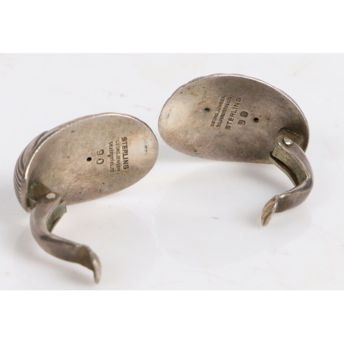 47 - A pair of Georg Jensen sterling silver shell pattern earrings, designed by Arlo Malinowski, design n... 