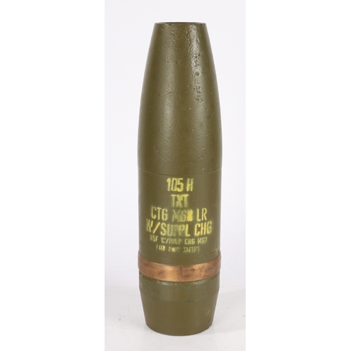 105 mm projectile, marked '105H, TNT, CT6, M68, LR W/SUPPL 105 mm projectile, marked '105H, TNT, CT6, M68, LR W/SUPPL