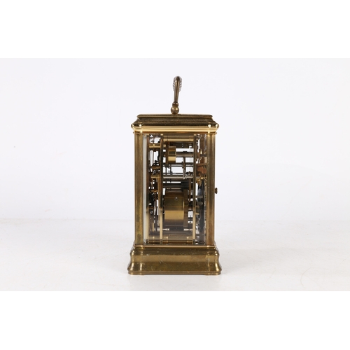 102 - A 20TH CENTURY BRASS REPEATING CARRIAGE CLOCK BY ANGELUS, FRENCH. A 20th Century brass carriage cloc... 