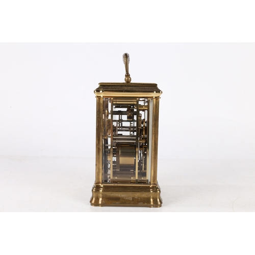 102 - A 20TH CENTURY BRASS REPEATING CARRIAGE CLOCK BY ANGELUS, FRENCH. A 20th Century brass carriage cloc... 