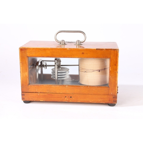 115 - A 20TH CENTURY RUSSIAN BAROGRAPH. A 20th century Russian barograph, housed within a wooden case with... 