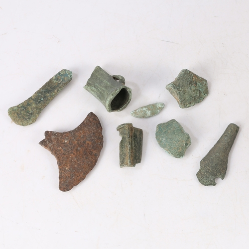 12 - BRONZE AGE DETECTING AND FIELD WALKING FINDS. To include axe sections and a chisel section, (8).