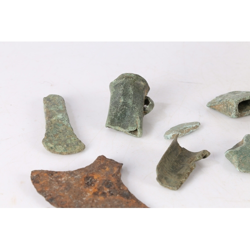 12 - BRONZE AGE DETECTING AND FIELD WALKING FINDS. To include axe sections and a chisel section, (8).