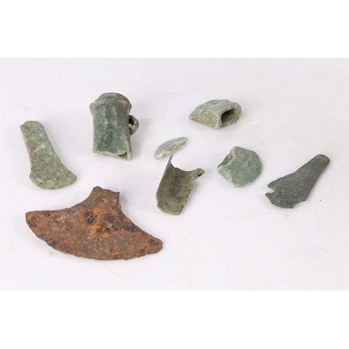 12 - BRONZE AGE DETECTING AND FIELD WALKING FINDS. To include axe sections and a chisel section, (8).