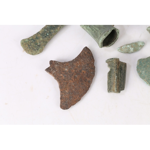 12 - BRONZE AGE DETECTING AND FIELD WALKING FINDS. To include axe sections and a chisel section, (8).