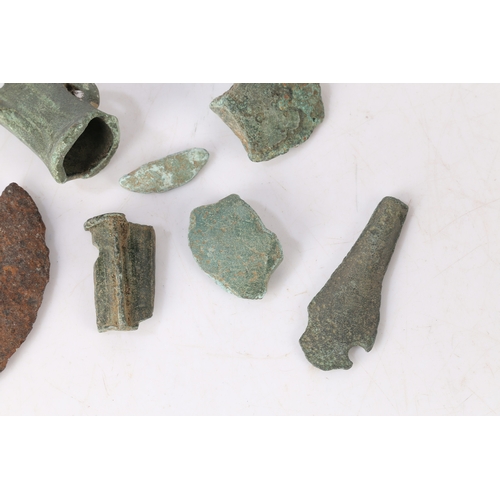 12 - BRONZE AGE DETECTING AND FIELD WALKING FINDS. To include axe sections and a chisel section, (8).