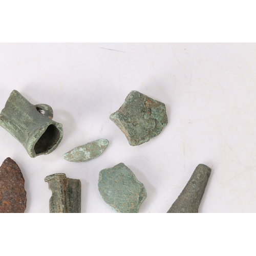 12 - BRONZE AGE DETECTING AND FIELD WALKING FINDS. To include axe sections and a chisel section, (8).