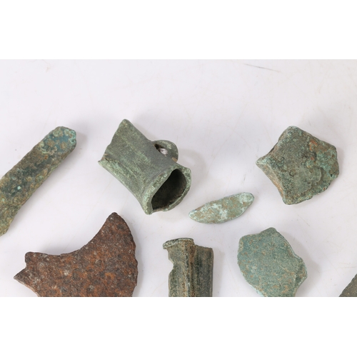 12 - BRONZE AGE DETECTING AND FIELD WALKING FINDS. To include axe sections and a chisel section, (8).