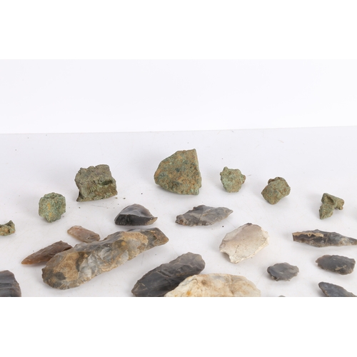 13 - A COLLECTION OF STONE AGE WORKED FLINTS, SUFFOLK FINDS. One with a label stating ICKLINGHAM Suffolk,... 