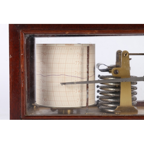 137 - A 20TH CENTURY FRENCH BAROGRAPH. A 20th century French barograph, housed within a  mahogany case wit... 