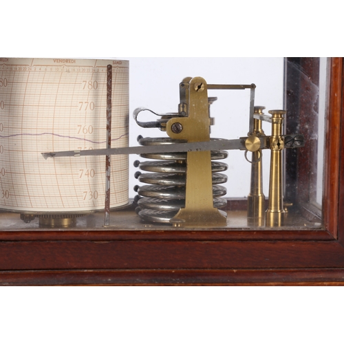 137 - A 20TH CENTURY FRENCH BAROGRAPH. A 20th century French barograph, housed within a  mahogany case wit... 