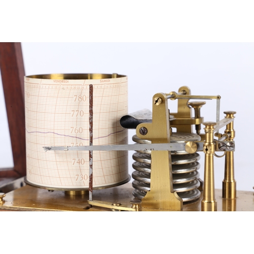 137 - A 20TH CENTURY FRENCH BAROGRAPH. A 20th century French barograph, housed within a  mahogany case wit... 