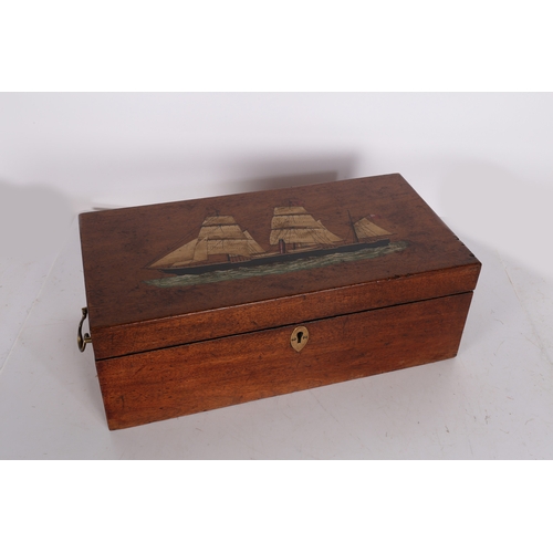 140 - A LARGE 19TH CENTURY MAHOGANY WRITING SLOPE. A Large 19th century mahogany writing slope, the top pa... 