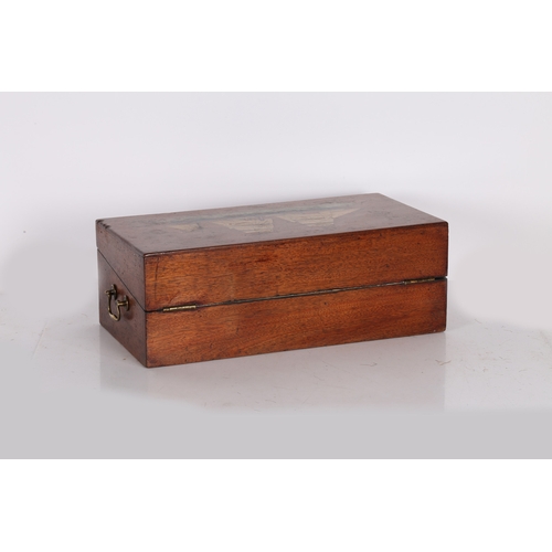 140 - A LARGE 19TH CENTURY MAHOGANY WRITING SLOPE. A Large 19th century mahogany writing slope, the top pa... 