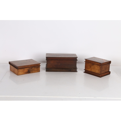 142 - THREE EARLY 20TH CENTURY ITALIAN SORRENTO WARE OLIVE WOOD BOXES. Three early 20th century Italian So... 