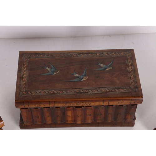 142 - THREE EARLY 20TH CENTURY ITALIAN SORRENTO WARE OLIVE WOOD BOXES. Three early 20th century Italian So... 