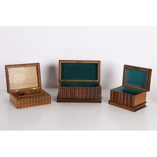 142 - THREE EARLY 20TH CENTURY ITALIAN SORRENTO WARE OLIVE WOOD BOXES. Three early 20th century Italian So... 