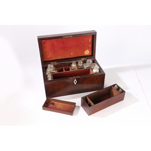 148 - A 19TH CENTURY FLAME MAHOGANY CASED APOTHECARY CHEST. A 19th century flame mahogany cased apothecary... 