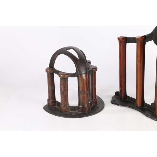 158 - TWO LATE VICTORIAN MUSGARVE OF BELFAST TEAK AND CAST IRON SADDLE RACK AND HARNESS RACK. Two Late Vic... 