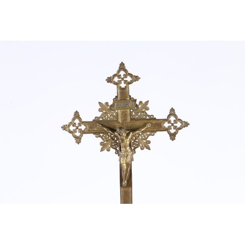 159 - A 19TH/EARLY 20TH CENTURY GOTHIC REVIVAL BRASS CORPUS CHRISTI. A 19th/early 20th century Gothic Revi... 