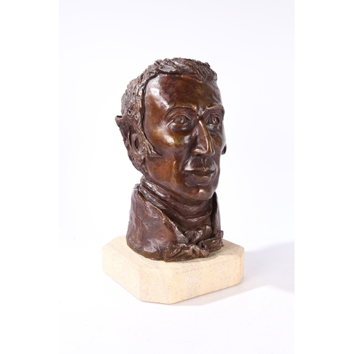 162 - A LATE 19TH/EARLY 20TH CENTURY BRONZED BUST OF THE DUKE OF WELLINGTON. A late 19th/early 20th centur... 