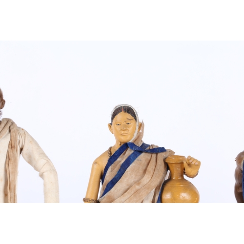 166 - A SET OF SEVEN LATE 19TH/EARLY 20TH CENTURY INDIAN CLAY FIGURES. A set of Seven Indian clay figures,... 