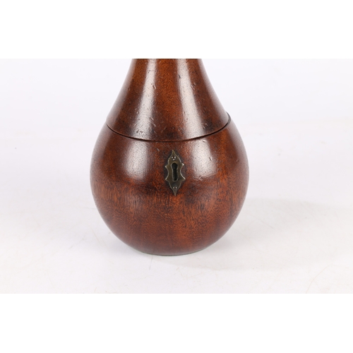 167 - AN EARLY 20TH CENTURY OAK TEA CADDY IN THE FORM OF A PEAR. An Early 20th century oak tea caddy in th... 