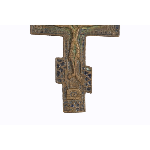 170 - A 19TH CENTURY RUSSIAN ORTHODOX BRONZE AND ENAMELED ICON. A 19th century Russian orthodox bronze and... 