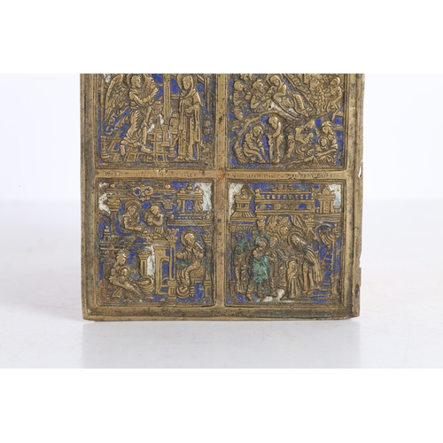 171 - A 19TH CENTURY RUSSIAN ORTHODOX BRONZE AND ENAMELED ICON. A 19th century Russian orthodox bronze and... 