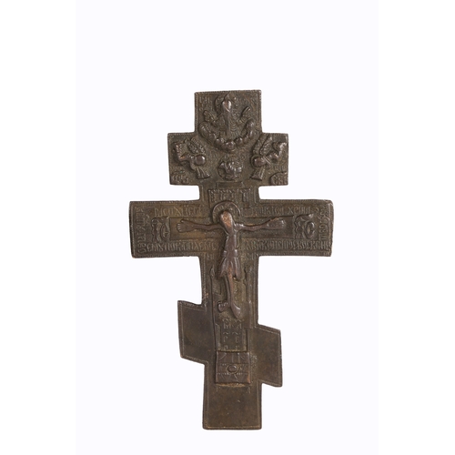 172 - TWO 19TH CENTURY RUSSIAN ORTHODOX BRONZE ICONS. Two 19th century Russian orthodox bronze icons, depi... 