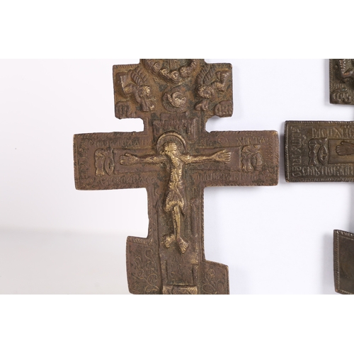 172 - TWO 19TH CENTURY RUSSIAN ORTHODOX BRONZE ICONS. Two 19th century Russian orthodox bronze icons, depi... 