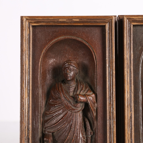 174 - A PAIR OF LATE 19TH/20TH CENTURY BRONZED RELIEFS. A pair of late 19th/20th century bronzed reliefs, ... 