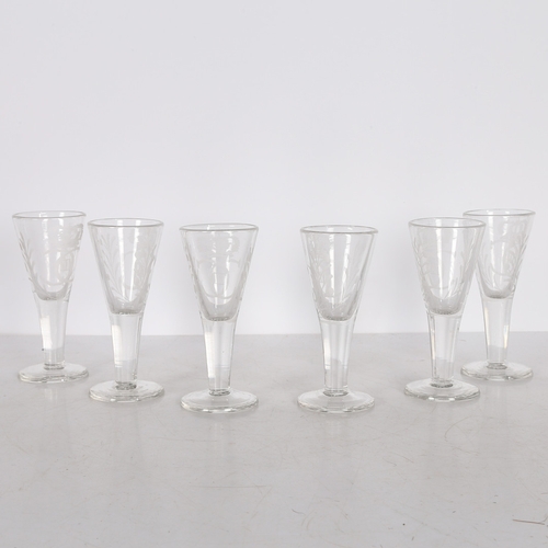 176 - A SET OF SIX SPIRIT GLASSES ENGRAVED WITH CHARLES XII OF SWEDEN MONOGRAM (6). These glasses were sup... 