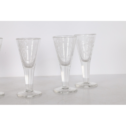 176 - A SET OF SIX SPIRIT GLASSES ENGRAVED WITH CHARLES XII OF SWEDEN MONOGRAM (6). These glasses were sup... 