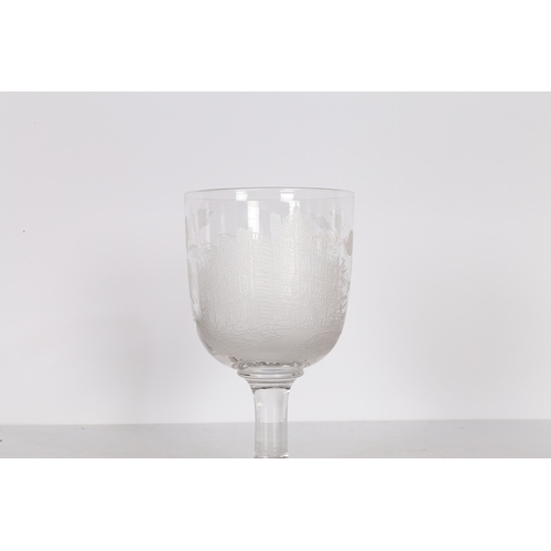 177 - AN EDWARDIAN ACID ETCHED GLASS GOBLET, CIRCA 1905. One side showing Berkely Lodge, the other reading... 