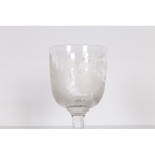 177 - AN EDWARDIAN ACID ETCHED GLASS GOBLET, CIRCA 1905. One side showing Berkely Lodge, the other reading... 