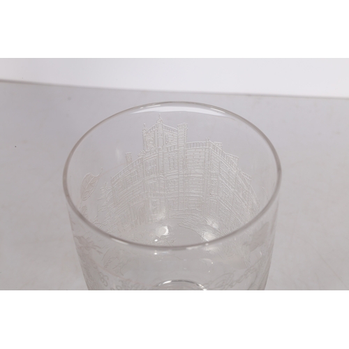 177 - AN EDWARDIAN ACID ETCHED GLASS GOBLET, CIRCA 1905. One side showing Berkely Lodge, the other reading... 