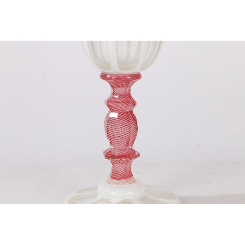 181 - A MID 19TH CENTURY AUSTRIAN BOHEMIAN GLASS GOBLET, CIRCA 1840-50. Having a white overlaid bowl with ... 