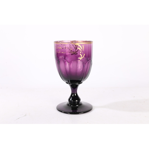 183 - AN EARLY TO MID 19TH CENTURY ABSOLOM AMETHYST GLASS GOBLET BY ANN DYBALL OF GREAT YARMOUTH CIRCA 183... 