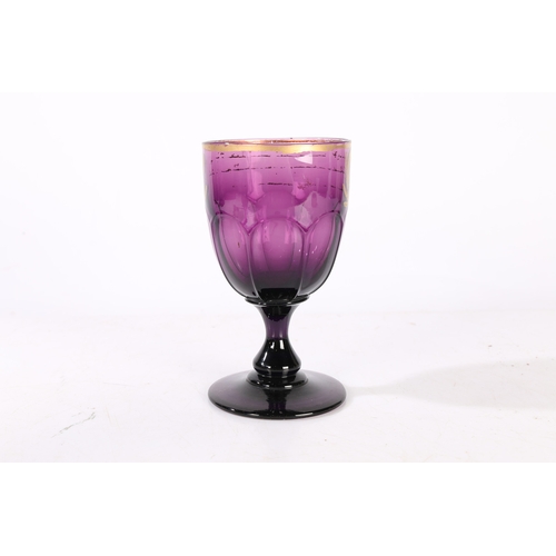 183 - AN EARLY TO MID 19TH CENTURY ABSOLOM AMETHYST GLASS GOBLET BY ANN DYBALL OF GREAT YARMOUTH CIRCA 183... 