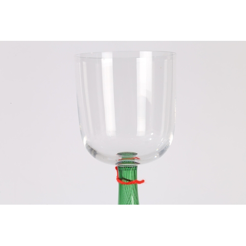 185 - A 19TH CENTURY FRENCH GLASS CHALICE, CIRCA 1870. Having clear glass bowl raised on conical green gla... 