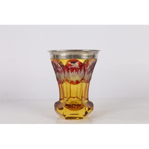 187 - A 19TH CENTURY BOHEMIAN AMBER GLASS BEAKER, CIRCA 1880. A 19th century Bohemian amber glass beaker, ... 