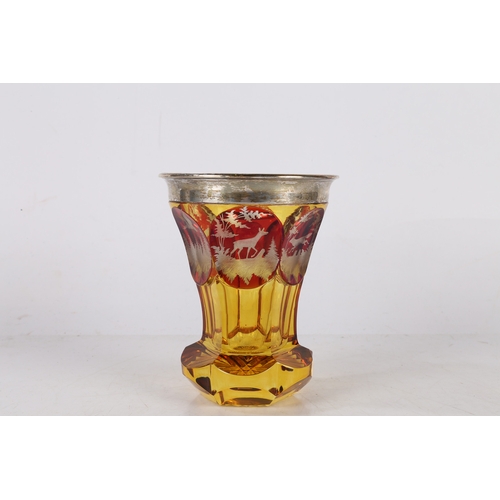 187 - A 19TH CENTURY BOHEMIAN AMBER GLASS BEAKER, CIRCA 1880. A 19th century Bohemian amber glass beaker, ... 