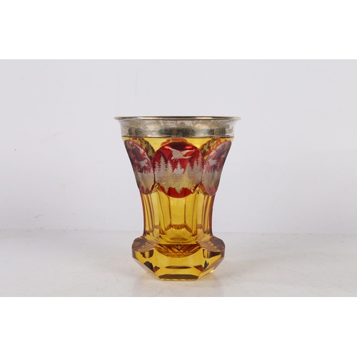 187 - A 19TH CENTURY BOHEMIAN AMBER GLASS BEAKER, CIRCA 1880. A 19th century Bohemian amber glass beaker, ... 