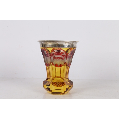 187 - A 19TH CENTURY BOHEMIAN AMBER GLASS BEAKER, CIRCA 1880. A 19th century Bohemian amber glass beaker, ... 