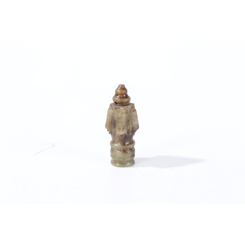 2 - A ORIENTAL JADE CARVING. Oriental jade carving, the stepped top section with hole above four carved ... 