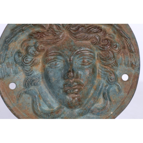 26 - AFTER THE ROMAN A BRONZE PHALERA OF MEDUSA. After the Roman a Bronze Phalera of Medusa, of circular ... 